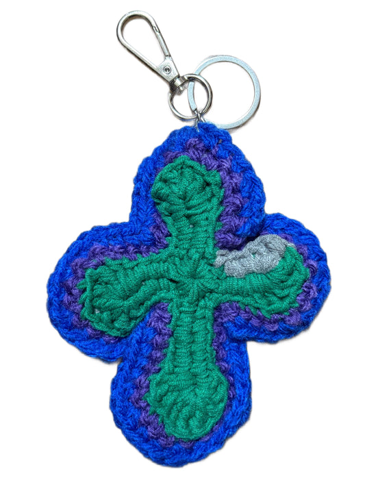 "Y.A.R.N. Collection" 3D Cross Handmade Knit Key Holder(unisex)