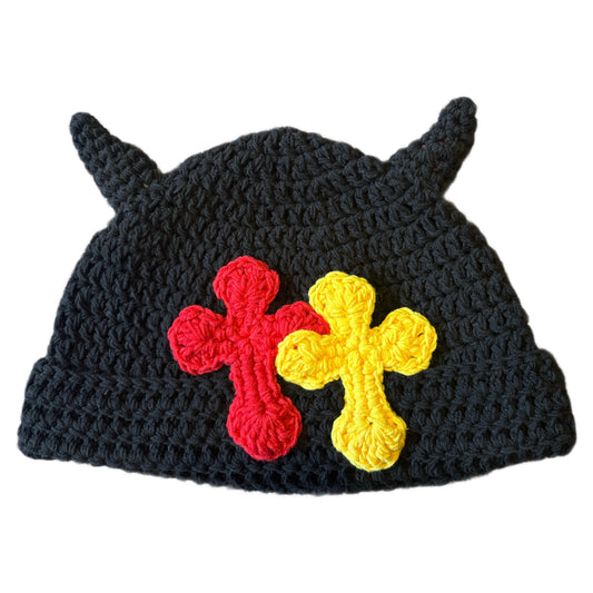 "Y.A.R.N. Collection" 3D double Cross Handmade Knit beanie with TSUNO (unisex)