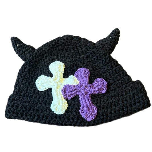 "Y.A.R.N. Collection" 3D double Cross Handmade Knit beanie with TSUNO (unisex)