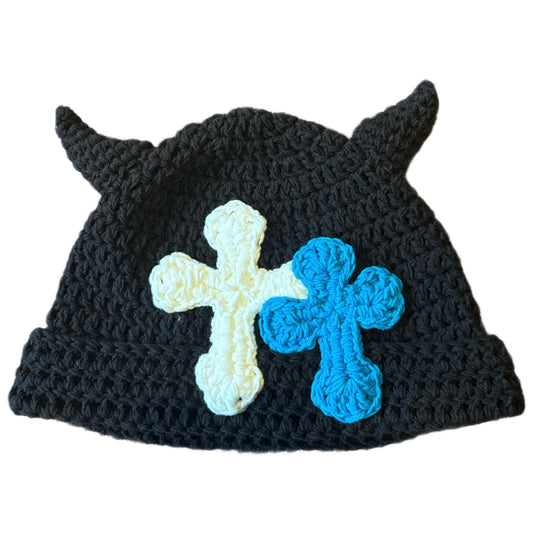 "Y.A.R.N. Collection" 3D double Cross Handmade Knit beanie with TSUNO (unisex)