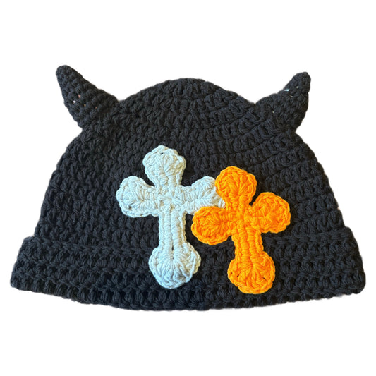 "Y.A.R.N. Collection" 3D double Cross Handmade Knit beanie with TSUNO (unisex)