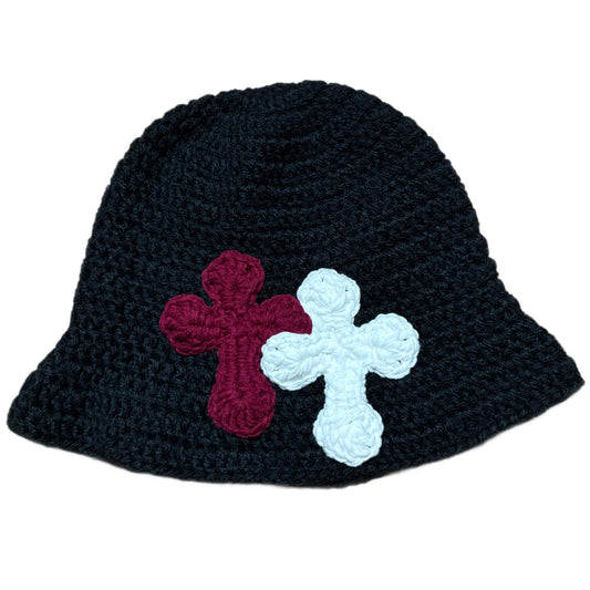"Y.A.R.N. Collection" 3D double Cross Handmade Knit hat (unisex)