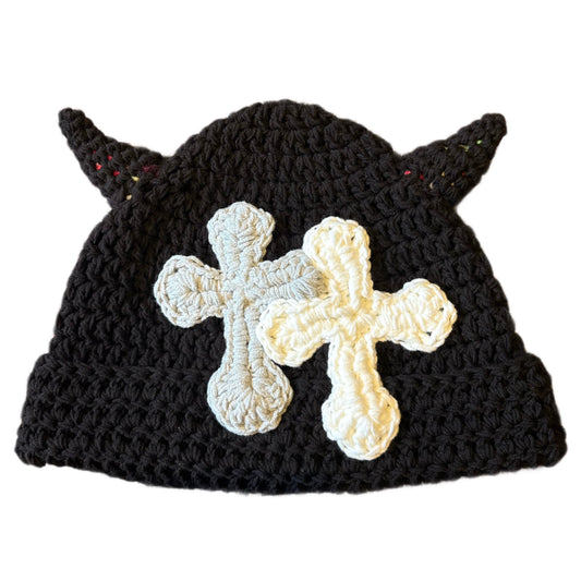 "Y.A.R.N. Collection" 3D double Cross Handmade Knit beanie with TSUNO (unisex)