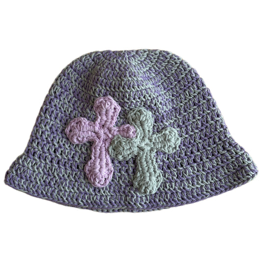 "Y.A.R.N. Collection" 3D double Cross Handmade Knit hat (unisex)