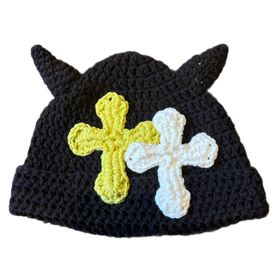 "Y.A.R.N. Collection" 3D double Cross Handmade Knit beanie with TSUNO (unisex)