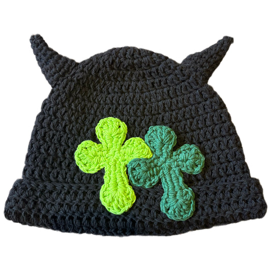"Y.A.R.N. Collection" 3D double Cross Handmade Knit beanie with TSUNO (unisex)